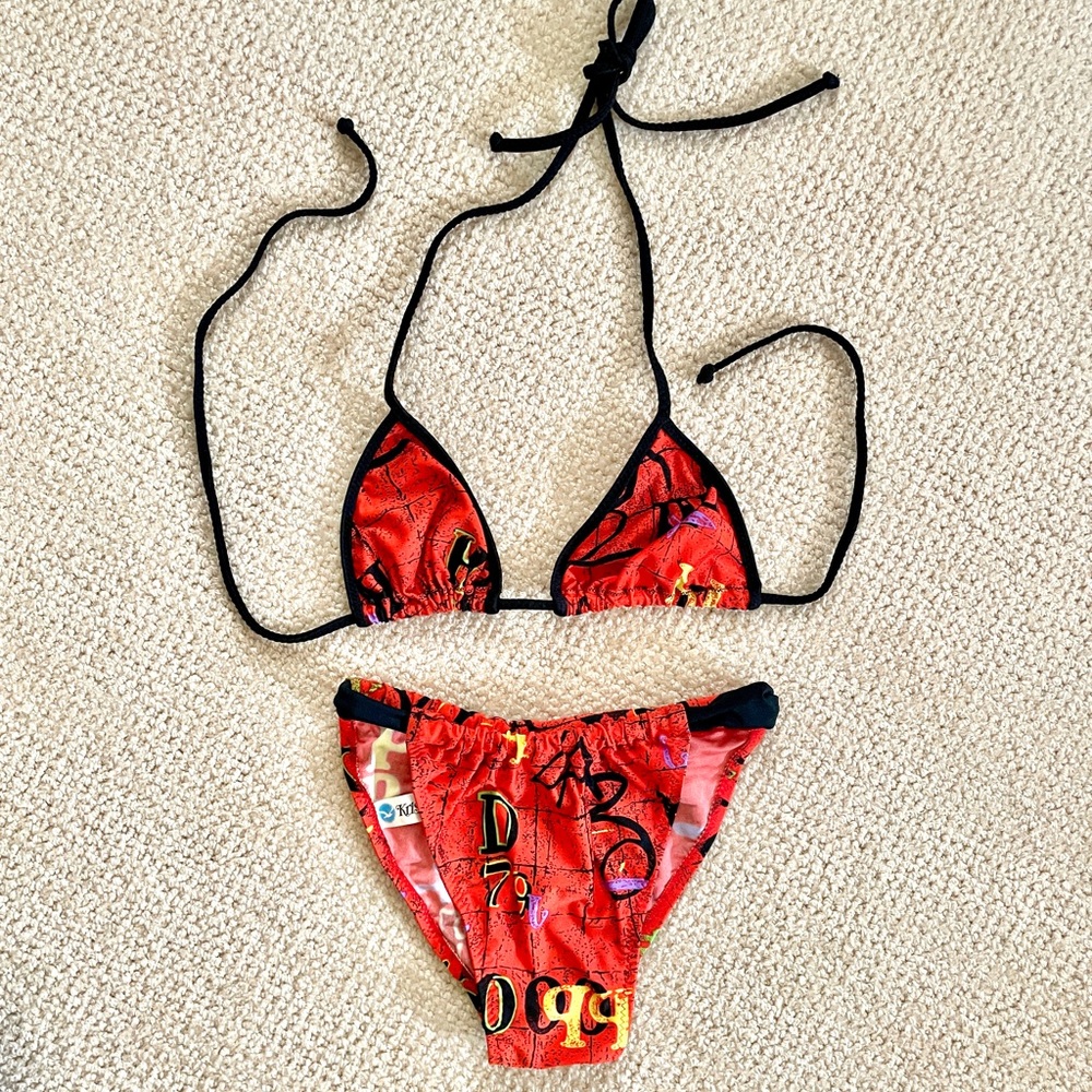 Vintage Orange Graphic Bikini Set